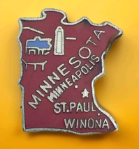 Minnesota State Shape Pin Vintage Travel Souvenir Metal Enamel - $12.95