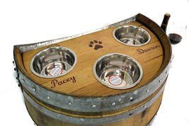 Wine Barrel Pet Feeder - Marmorata - elevated food and water station  - $239.00