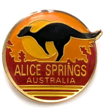 Alice Springs Australia Souvenir Pin Kangaroo Silhouette Sunset Outback ... - $12.99