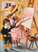 Victorian Trade Card James Bell Boots Shoes Children Painting - $8.36