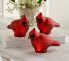 Set of 3 Illuminated Mercury Glass Birds by Valerie in Cardinal - £152.54 GBP