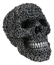 Gothic Mechanic Motor Chain Link Morphing Cranium Skull Skeleton Figurine - £24.98 GBP