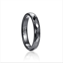4mm Tungsten Carbide Ring Hammered Finish Rose Gold Blue Wedding Band for Women  - £18.10 GBP