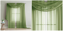 16&quot; Long Sheer Curtain Valance Window / Scarf Great Value - Sage - P02 - £21.87 GBP