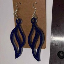 Handmade epoxy resin swirl dangle earrings - royal blue glitter - $8.91