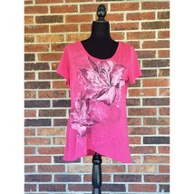 Faded Glory Pink Top with Flower Design - Size L 12-14 - £8.25 GBP