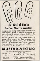 1952 Print Ad Mustad Viking Fishing Hooks Made in Norway O. Mustad &amp; Son - £6.44 GBP