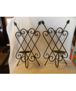 Pair of Vintage Black Wrought Iron Wall Mount Candle Holders Holds 3.5&quot; ... - £63.20 GBP