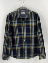 Penguin Heritage Slim Fit Shirt Sz Large Plaid Navy Blue Yellow Button U... - £27.69 GBP