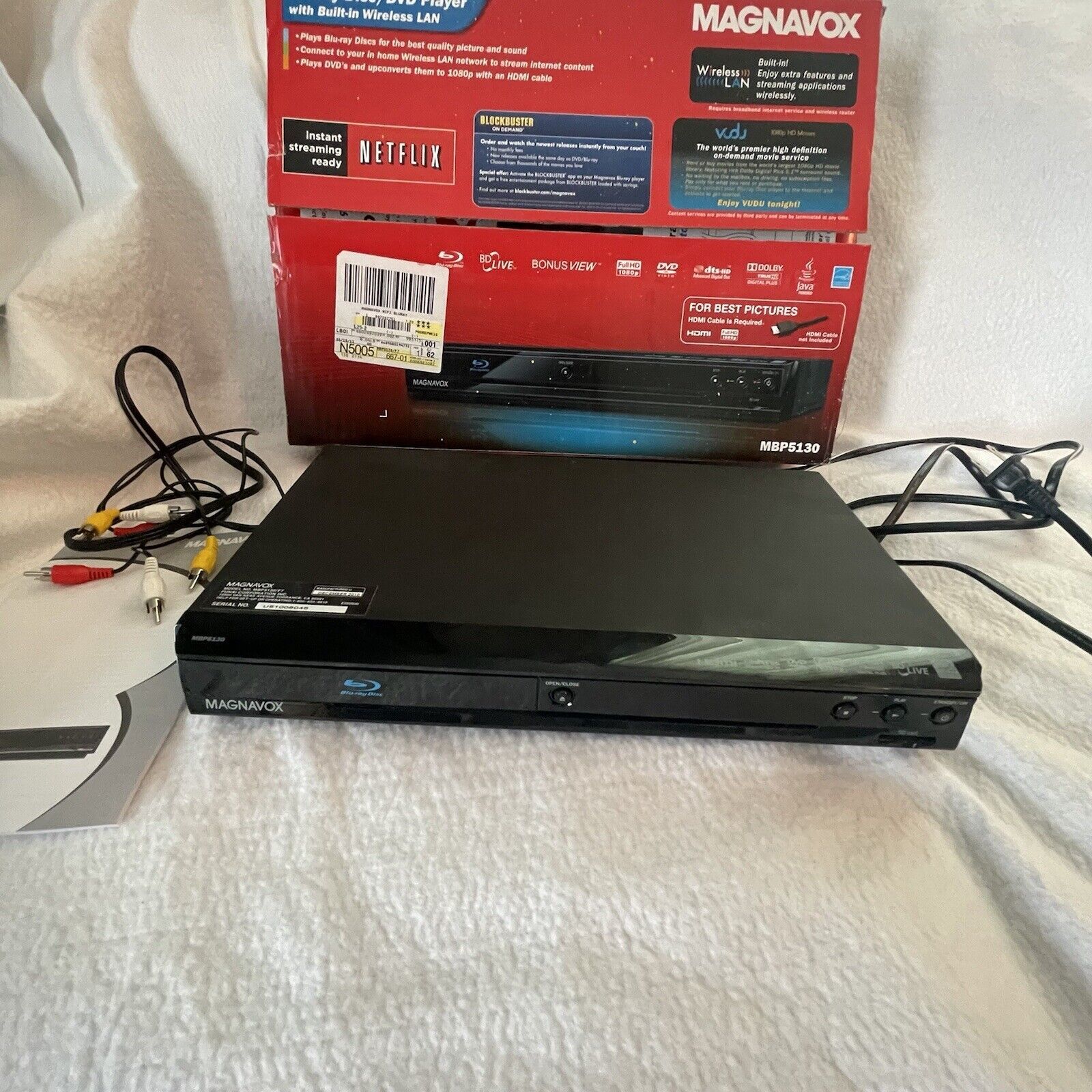 Magnavox MBP5130 Blue Ray Player In Original Box Tested Works With Cables - $18.65