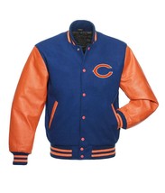 DSharks Varsity Jacket C Bears Blue Wool with Orange Leather Sleeves - $140.00+