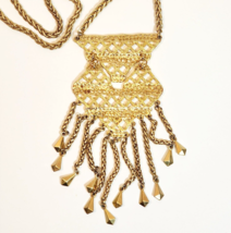 Stella and Dot Vintage Gold Colored XL Pendant Mini Bib Necklace Costume... - $30.99