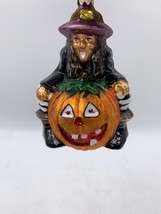 Christopher Radko Halloween Witch Sitting on Pumpkin Ornament - £24.43 GBP