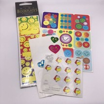 Smiley Face Emoji Stickers Lot Embossed Hearts Santa Hats Scrapbooking Crafts - £7.90 GBP