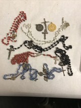 antique vintage catholic lot mini rosaries Medals crucifix charms nice Lot 10 Pc - £47.37 GBP