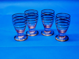 Vintage Romanian Crystal Cordials - Pink Tinted With Gold Banding - Set Of 4 - £30.28 GBP