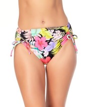 California Waves Juniors Floral-Print High-Waist Bikini Bottoms,Black Si... - $27.99