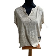 Liz Claiborne Tunic Top V-Neck Short Sleeve Casual Beige XXL - $18.88