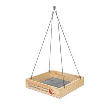 Cardinal Tray Bird Feeder with Sentiment Hanging Wooden 9.8" Square Mesh Bottom image 2