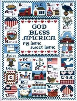 Counted Cross Stitch Kit God Bless America 12" x 16" finished size (PB21) - £20.02 GBP