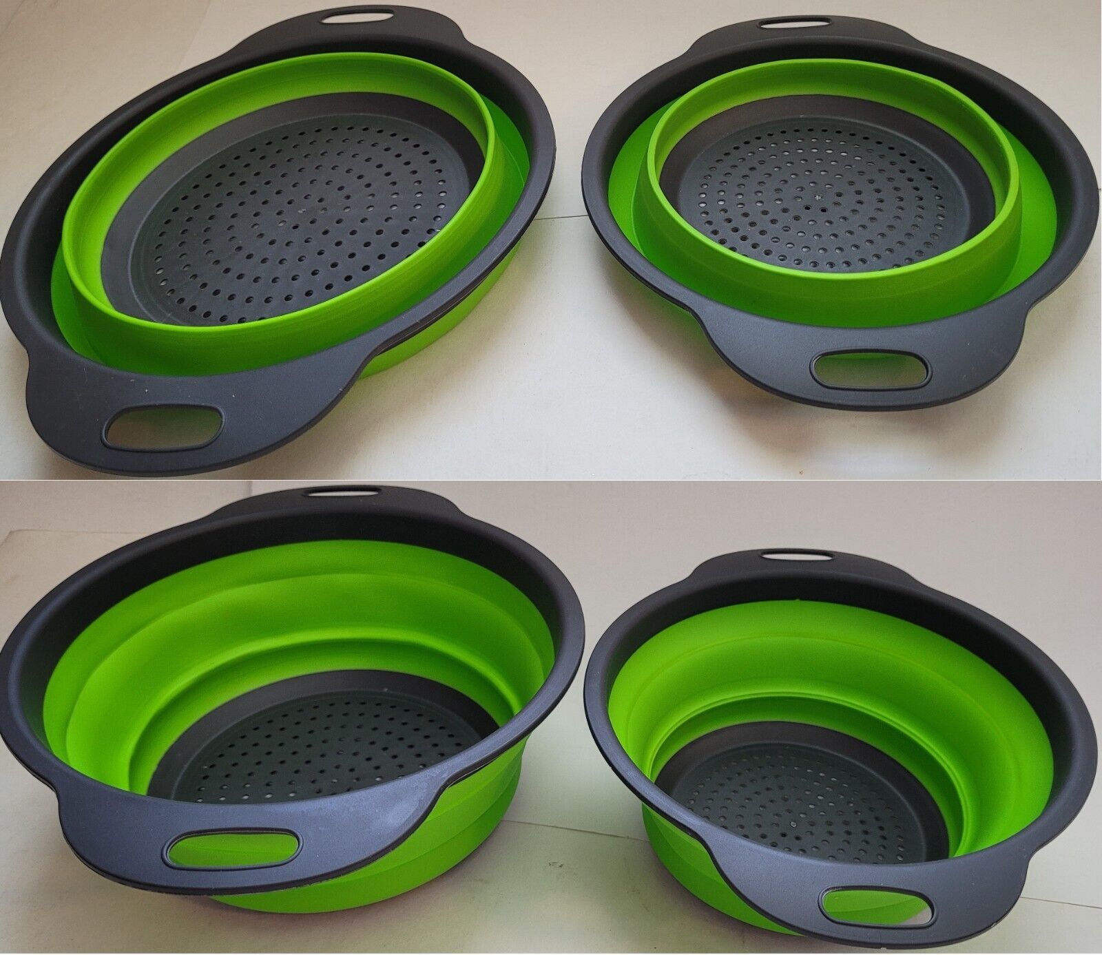 Silicone Colanders Collapsable w Handles Select 7&quot; or 8.5” Basket Colander - $4.99