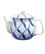 Asian Japanese Teapot with Lid Internal Metal Strainer Blue Trellis Chop... - £19.33 GBP