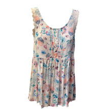 LC Lauren Conrad Womens Babydoll Top Multicolor Floral Ruffles Pleated Boho XS - £16.64 GBP