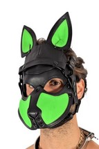 SMU Leather Mascarade halloween Mask Green 20 - $144.95