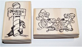 North Pole Penguin, Mice Wrapping Gifts  Christmas New Rubber Stamps - £11.22 GBP