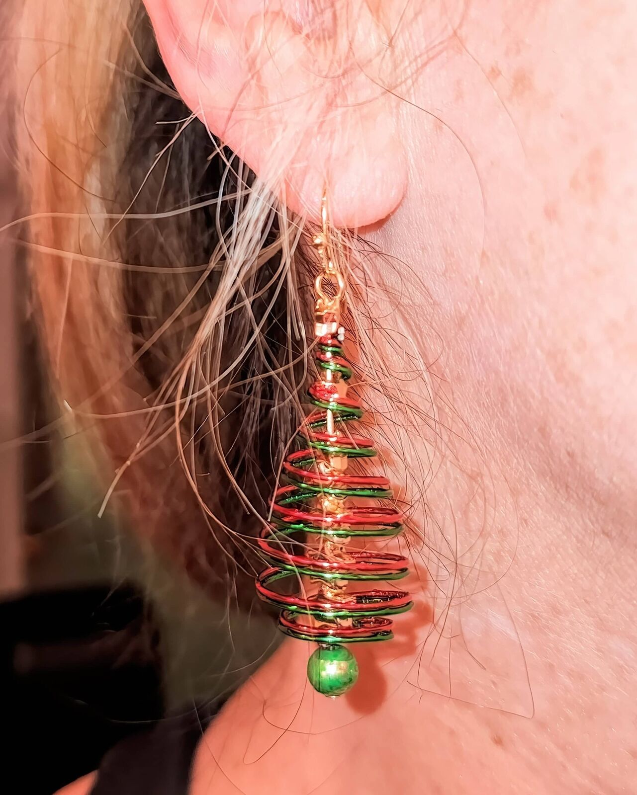 Spiral Coil Christmas Tree Earrings