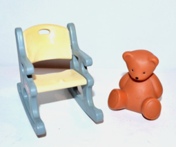Little Tikes Dollhouse sz Rocking Chair Teddy Bear Set In blue Nursery - £17.52 GBP