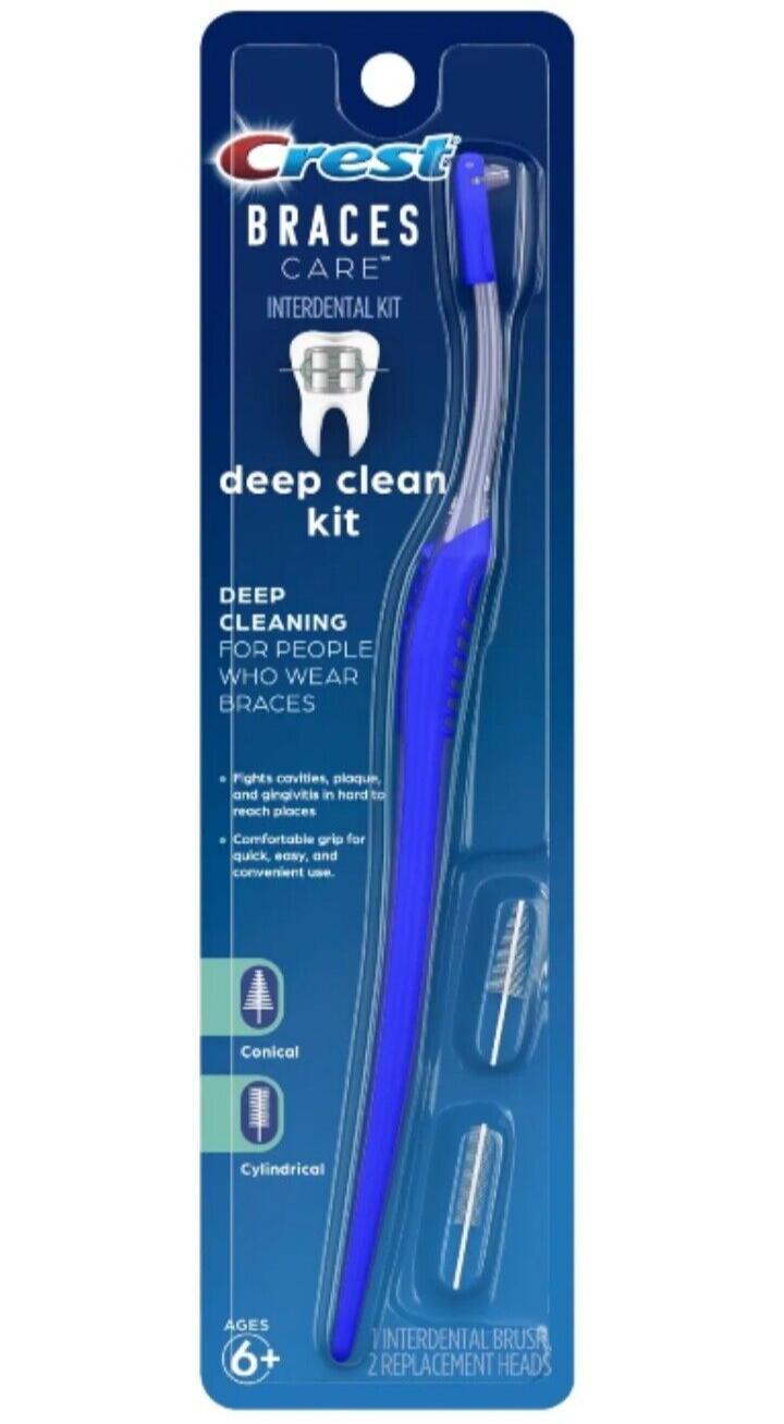 Crest BRACES CARE INTERDENTAL KIT / DEEP CLEAN KIT: BRUSH + 2 REPLACEMENT HEADS - $14.22