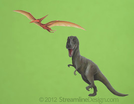 Printed T-rex and Pterodactyl on Reusable Wall Fabric - $24.95