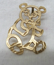 14K Yellow Gold Baby Boy Teddy Bear Child&#39;s Pendant Diamond Cut Mark Ant... - £47.27 GBP