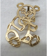 14K Yellow Gold Baby Boy Teddy Bear Child&#39;s Pendant Diamond Cut Mark Ant... - £47.18 GBP