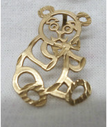 14K Yellow Gold Baby Boy Teddy Bear Child&#39;s Pendant Diamond Cut Mark Ant... - $82.27 CAD