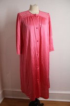 Vtg Vanity Fair M Pink Nylon Button-Front Peignoir Robe Night Gown - £26.71 GBP