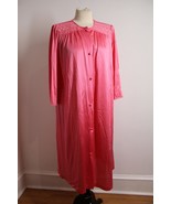 Vtg Vanity Fair M Pink Nylon Button-Front Peignoir Robe Night Gown - $34.20