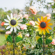 Garden Wind Spinners 2Pack, Metal Wind Sculptures Outdoor Windmill Flowe... - $43.76