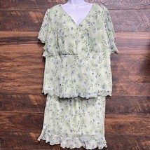 Alfred Dunner Skirt Set Pastel Floral Vtg Blouse Ruffle Hem Skirt  18-20... - $283.32 MXN