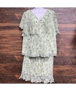 Alfred Dunner Skirt Set Pastel Floral Vtg Blouse Ruffle Hem Skirt  18-20... - $283.32 MXN