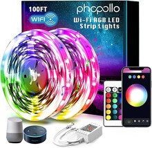 PHOPOLLO 100ft Led Lights for Bedroom Sync with Music, Led Strip Lights - £31.96 GBP