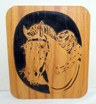 Solid Wood Hand Engraved Horse &amp; Girl Plaque ~ Charles W. Christmas ~ 9&quot;W x 11&quot;H - £27.96 GBP