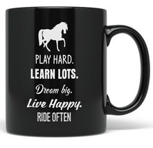 PixiDoodle Horse Lover&#39;s Life Motivational Riding Coffee Mug (11 oz, Black) - £20.83 GBP+