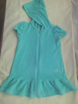 Girls Size 4T Op swimsuit cover up dress hoody green ruffle zipper terry cloth  - £10.40 GBP