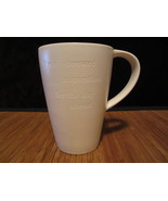 2013 Starbucks Inspiration Coffee Mug Tea Cup White Engraved Letters 16 oz - $19.99