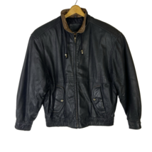 Vintage Chukkers by Midwest Men&#39;s Leather Bomber Jacket Size L Black Lea... - $37.99