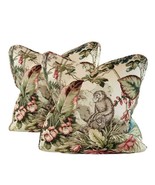 Pr Pillow Covers 20&quot; P Kaufmann Botanical Jungle Monkey Palm Frond Tropical - £44.50 GBP