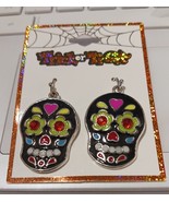 New Trick or Treat Fashion Day Of The Dead Sugar Skulls Earrings New Wit... - $154.04 MXN