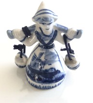 Dutch Woman carrying pails of water-  mini 2 1/4&quot; tall Ceramic figurine- Holland - £11.26 GBP